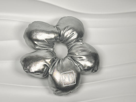 Holographic Satin Flower Decor Hair Scrunchie