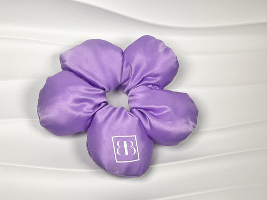 Lavender Satin Flower Decor Hair Scrunchie