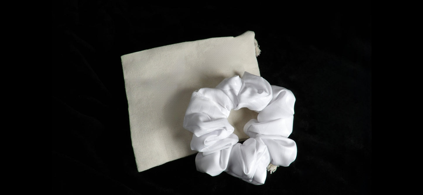 Elegant Poly White Scrunchie
